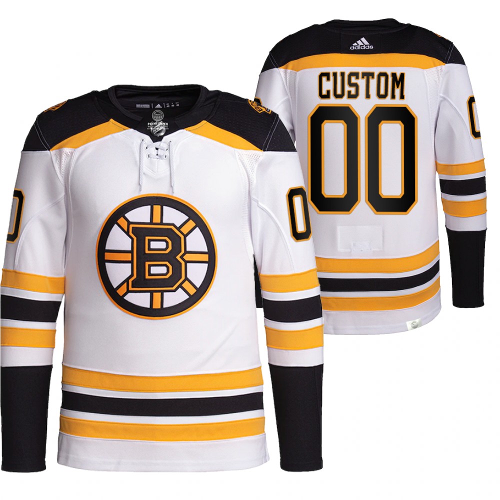 2021-22 Pro Authentic Boston Bruins Custom White Away Jersey