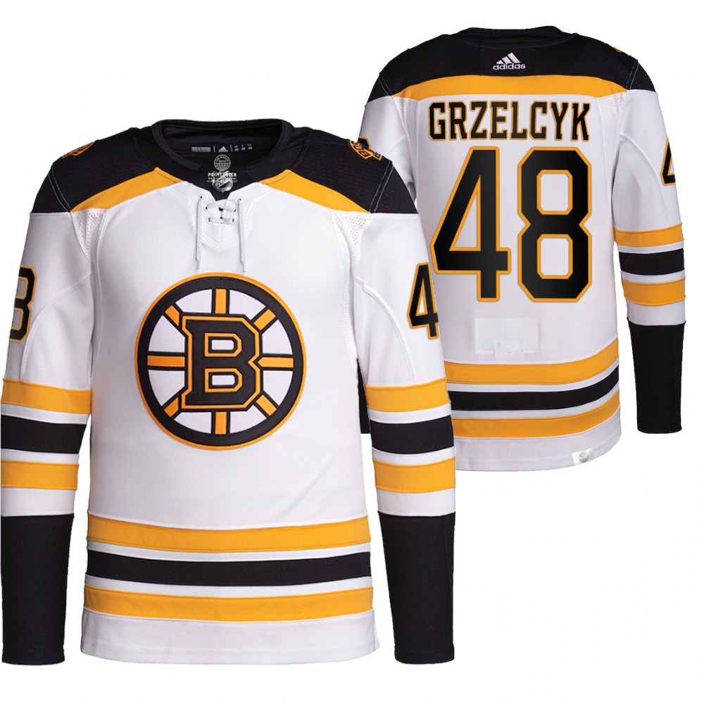 2021-22 Pro Authentic Boston Bruins Matt Grzelcyk White Away Jersey