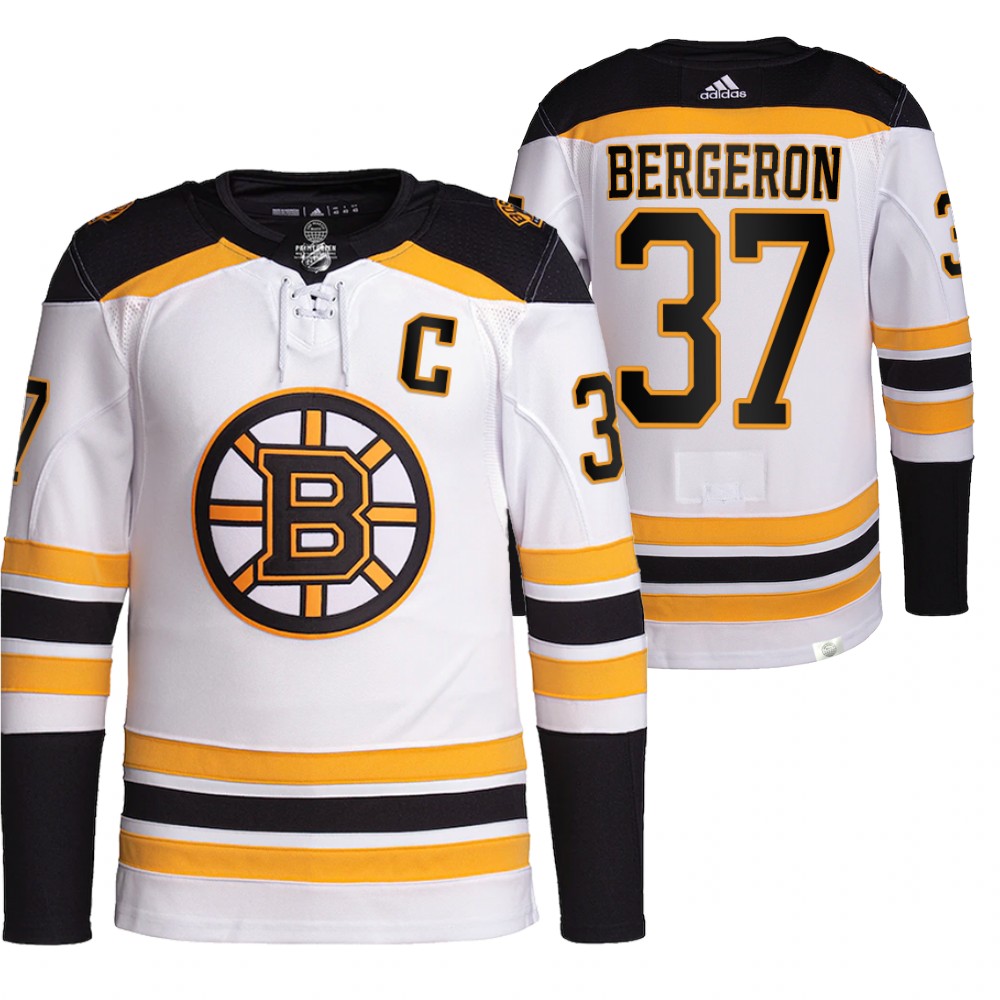 2021-22 Pro Authentic Boston Bruins Patrice Bergeron White Away Jersey
