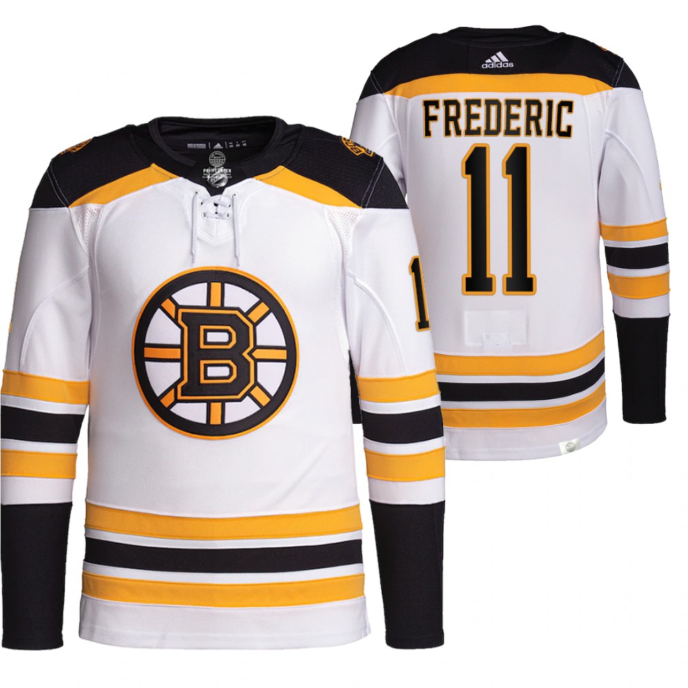 2021-22 Pro Authentic Boston Bruins Trent Frederic White Away Jersey