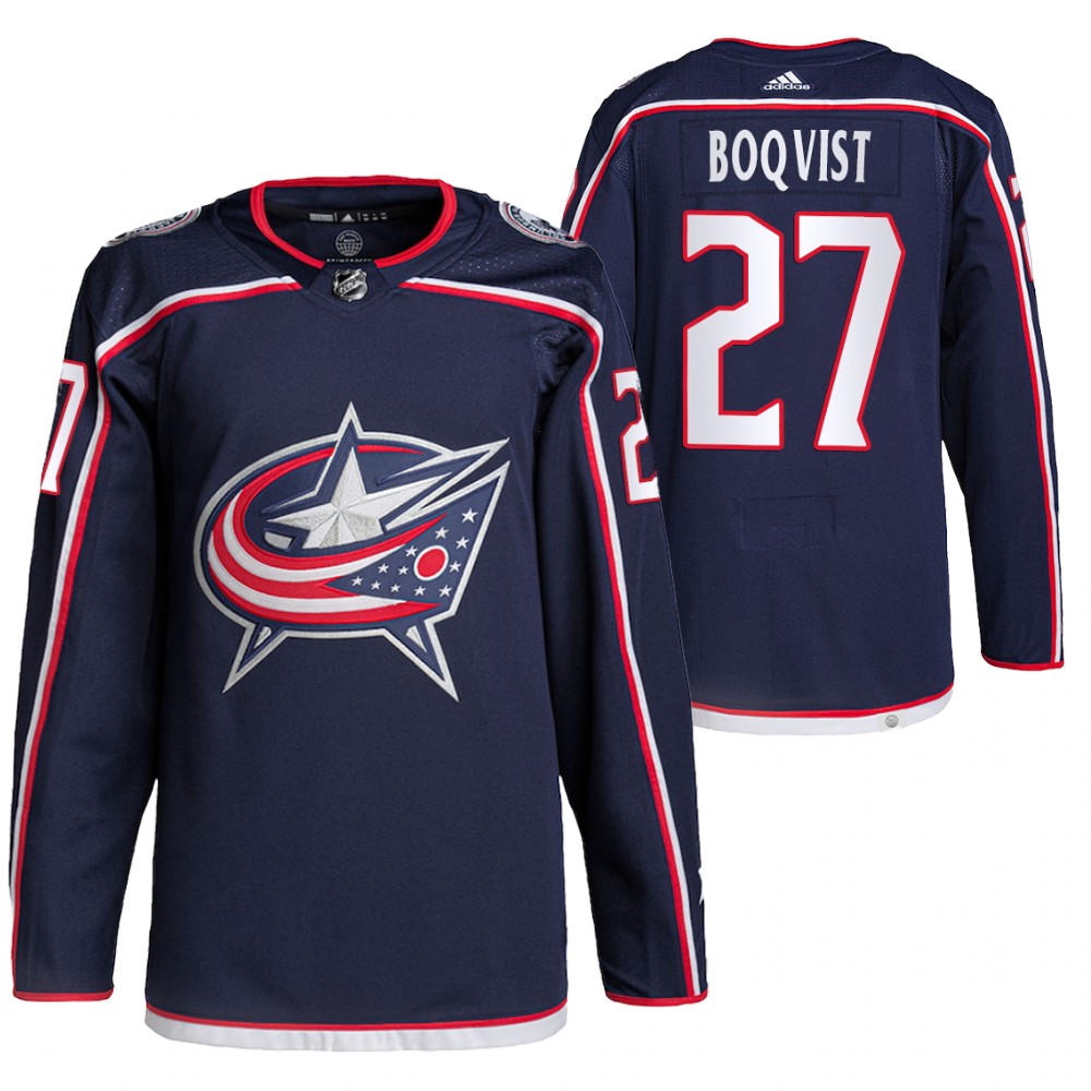 2021-22 Pro Authentic Columbus Blue Jackets Adam Boqvist Navy Home Jersey