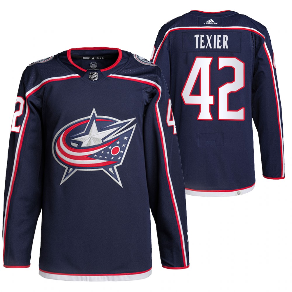 2021-22 Pro Authentic Columbus Blue Jackets Alexandre Texier Navy Home Jersey