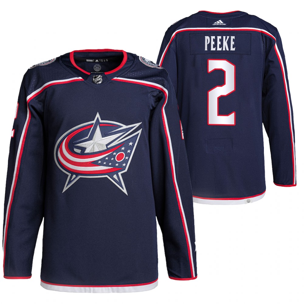 2021-22 Pro Authentic Columbus Blue Jackets Andrew Peeke Navy Home Jersey