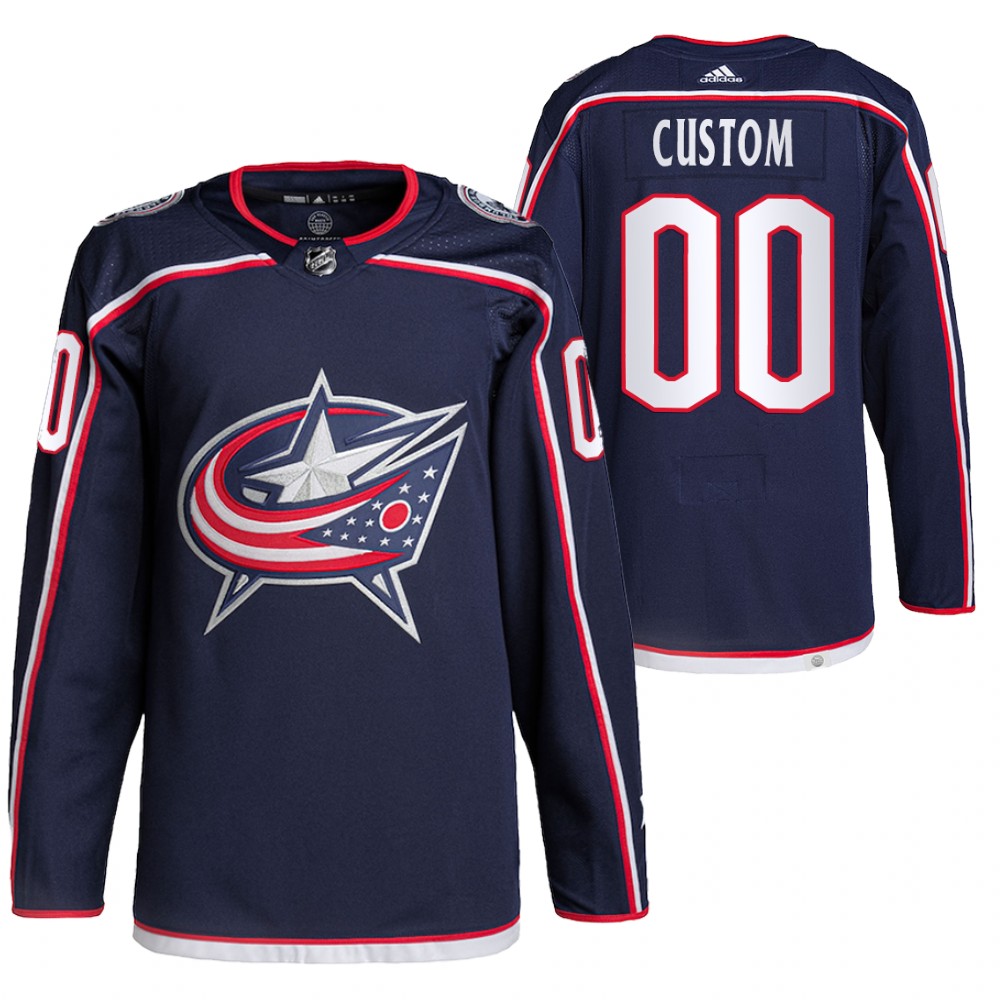 2021-22 Pro Authentic Columbus Blue Jackets Custom Navy Home Jersey