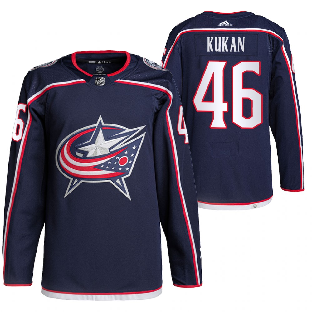 2021-22 Pro Authentic Columbus Blue Jackets Dean Kukan Navy Home Jersey