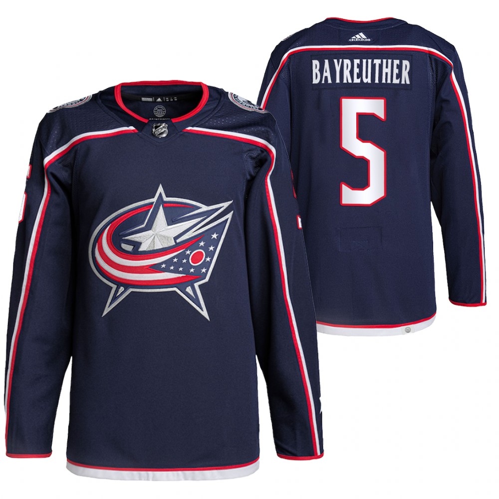 2021-22 Pro Authentic Columbus Blue Jackets Gavin Bayreuther Navy Home Jersey