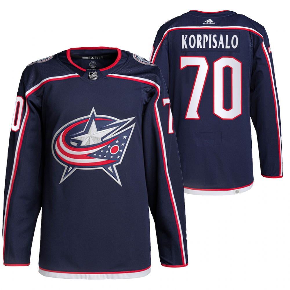 2021-22 Pro Authentic Columbus Blue Jackets Joonas Korpisalo Navy Home Jersey