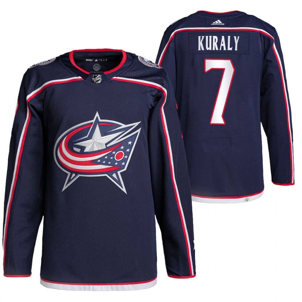 2021-22 Pro Authentic Columbus Blue Jackets Sean Kuraly Navy Home Jersey
