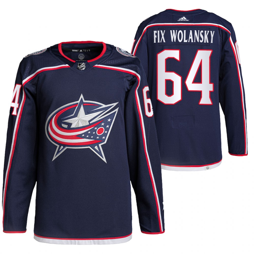 2021-22 Pro Authentic Columbus Blue Jackets Trey Fix-Wolansky Navy Home Jersey