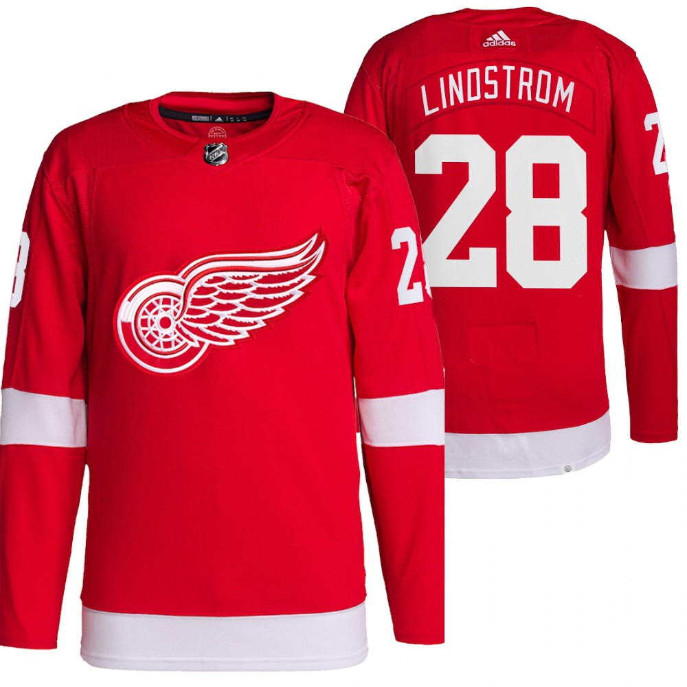 2021-22 Pro Authentic Detroit Red Wings Gustav Lindstrom Red Home Jersey