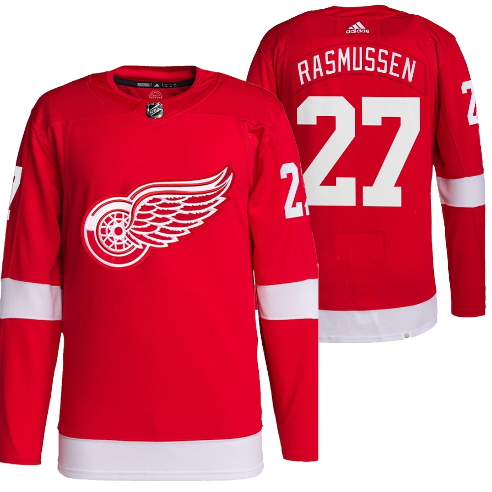 2021-22 Pro Authentic Detroit Red Wings Michael Rasmussen Red Home Jersey