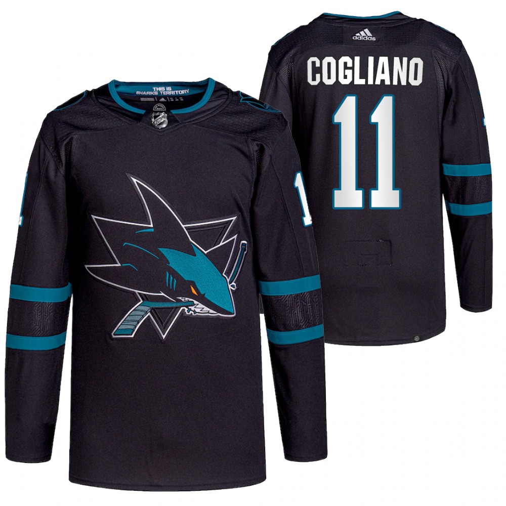2021-22 San Jose Sharks Andrew Cogliano Black Authentic Pro Alternate Jersey
