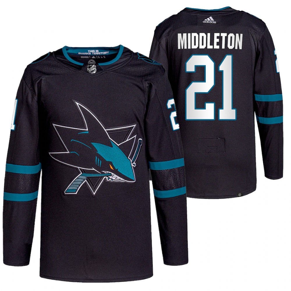 2021-22 San Jose Sharks Jake Middleton Black Authentic Pro Alternate Jersey