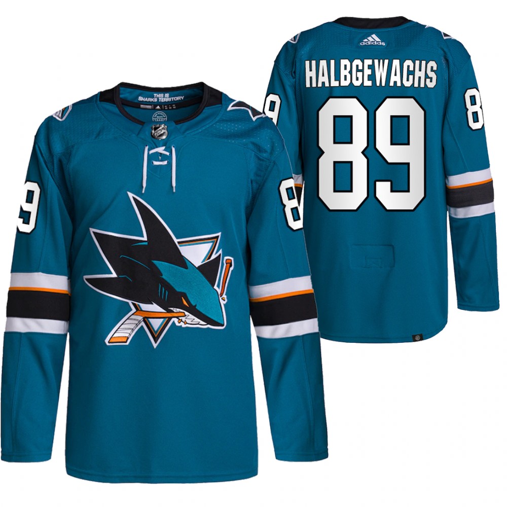 2021-22 San Jose Sharks Jayden Halbgewachs Teal Home Authentic Primegreen Jersey