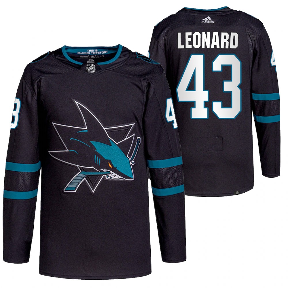 2021-22 San Jose Sharks John Leonard Black Authentic Pro Alternate Jersey