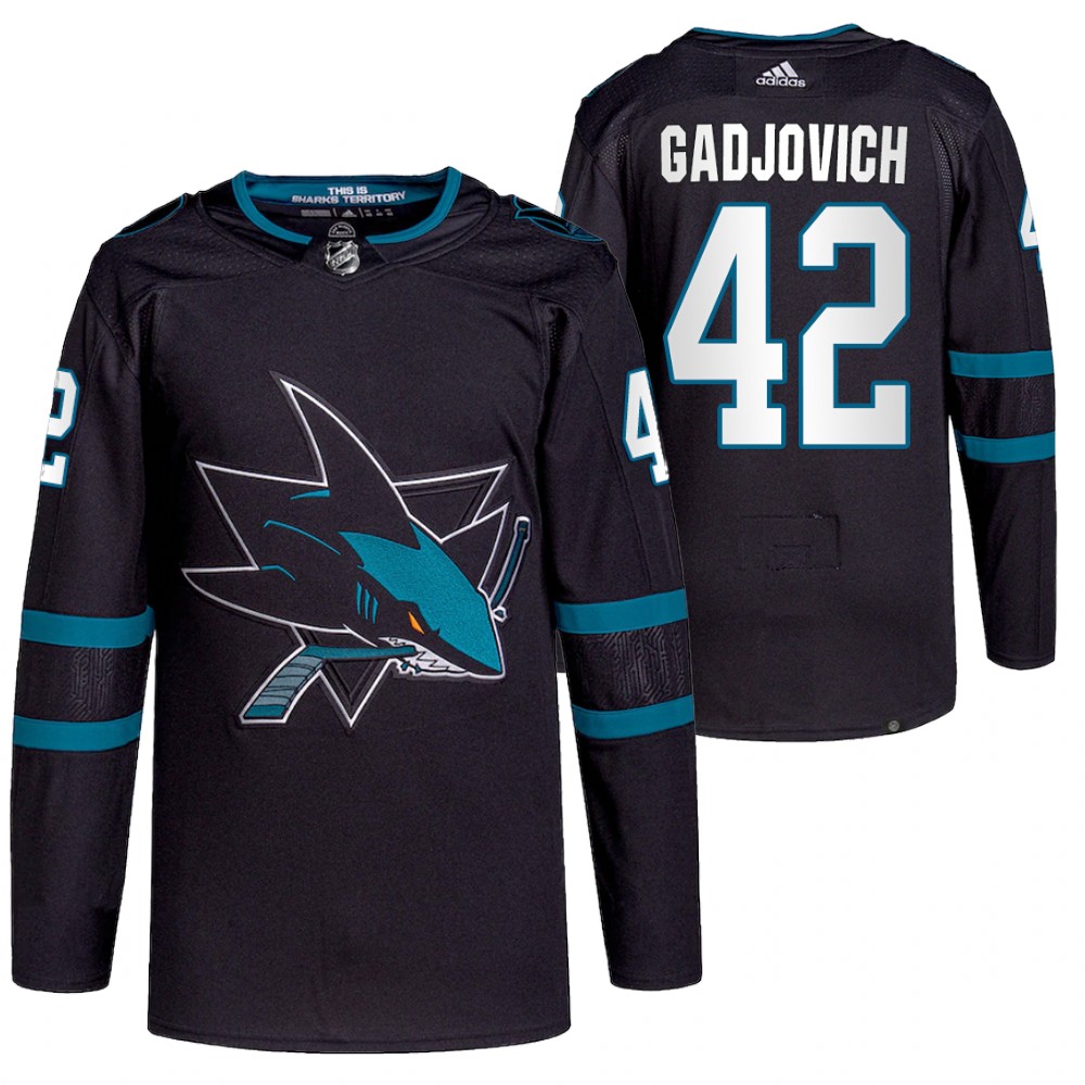 2021-22 San Jose Sharks Jonah Gadjovich Black Authentic Pro Alternate Jersey