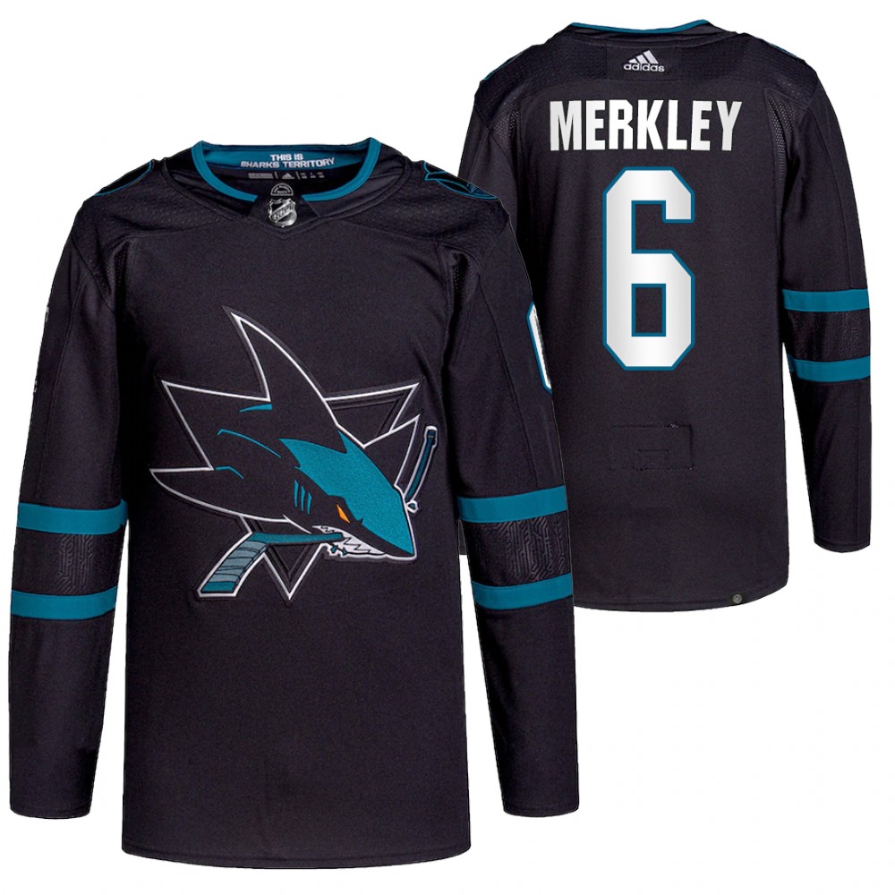 2021-22 San Jose Sharks Ryan Merkley Black Authentic Pro Alternate Jersey