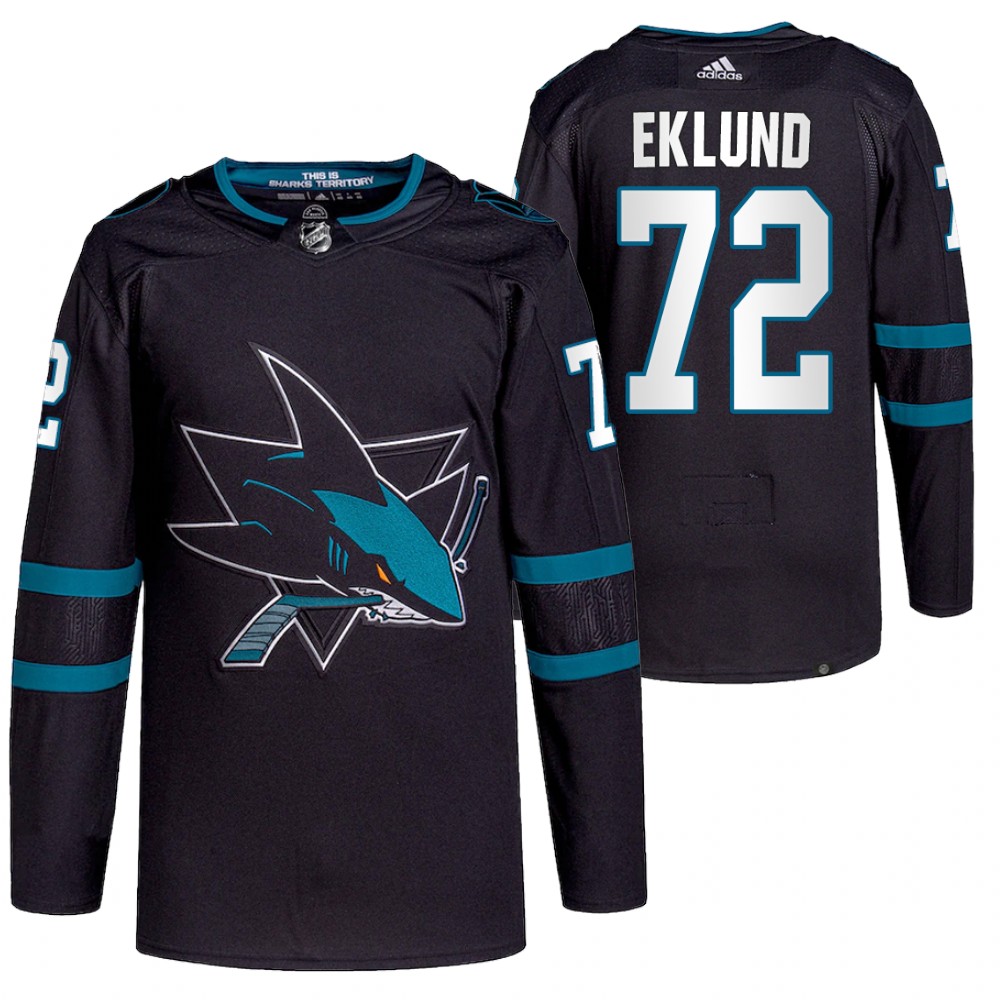 2021-22 San Jose Sharks William Eklund Black Authentic Pro Alternate Jersey