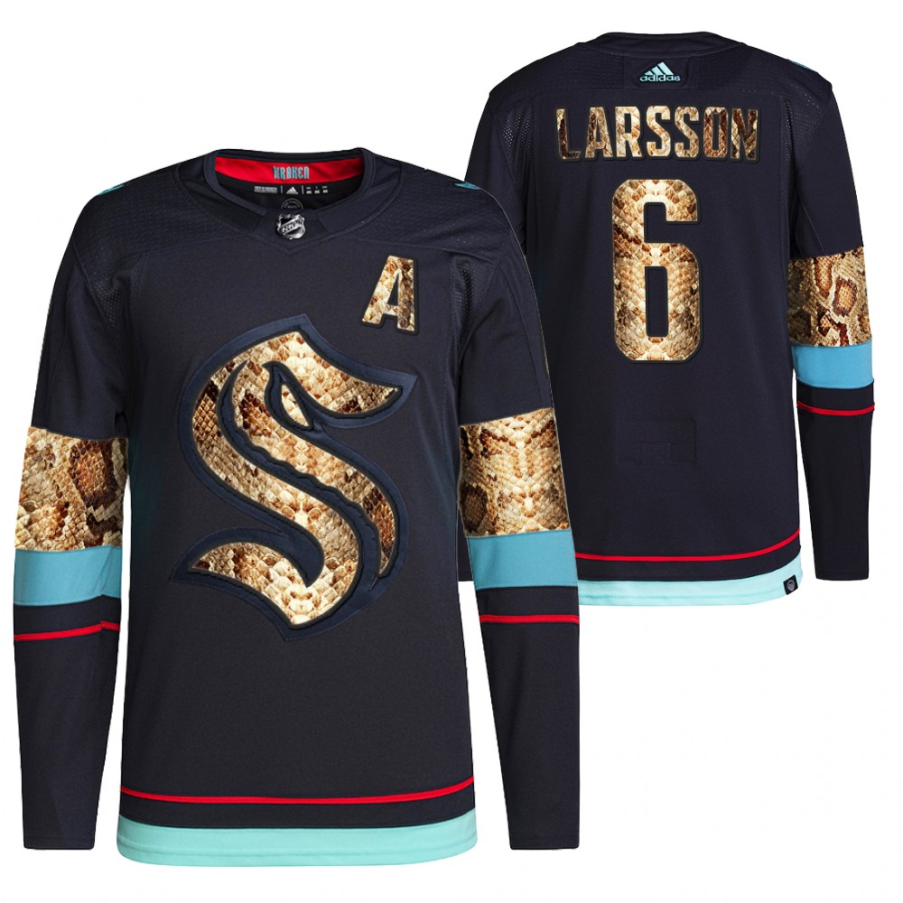 2021-22 Seattle Kraken Adam Larsson Navy Python Skin Exclusive Edition Jersey