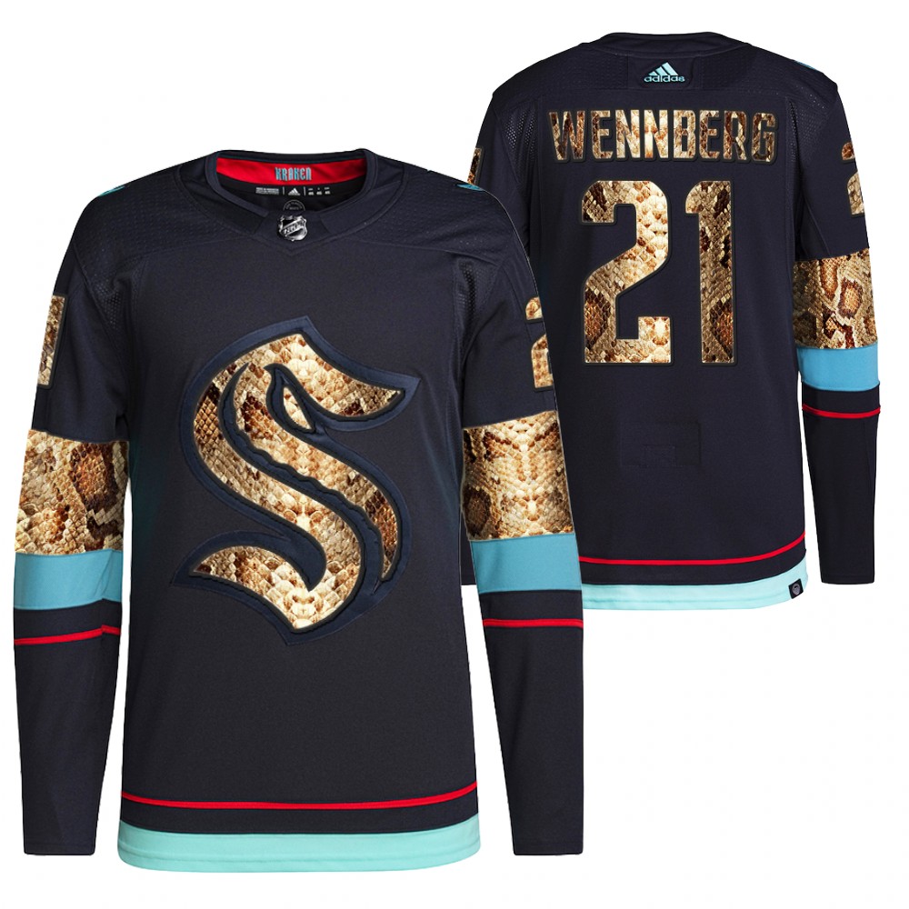 2021-22 Seattle Kraken Alexander Wennberg Navy Python Skin Exclusive Edition Jersey