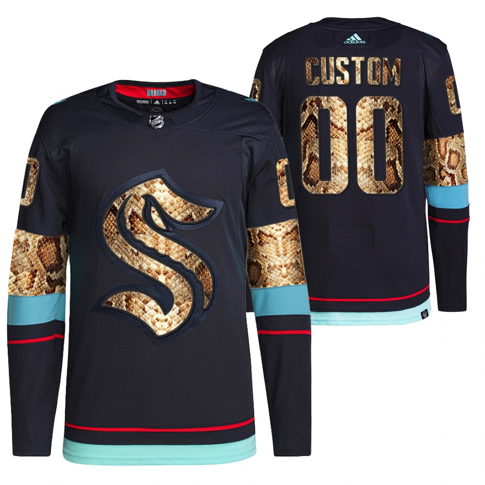 2021-22 Seattle Kraken Custom Navy Python Skin Exclusive Edition Jersey