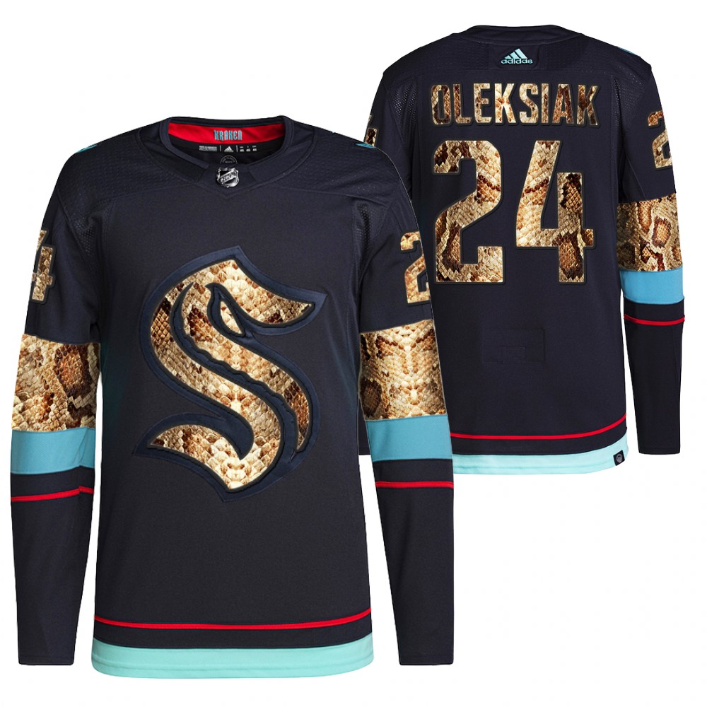 2021-22 Seattle Kraken Jamie Oleksiak Navy Python Skin Exclusive Edition Jersey
