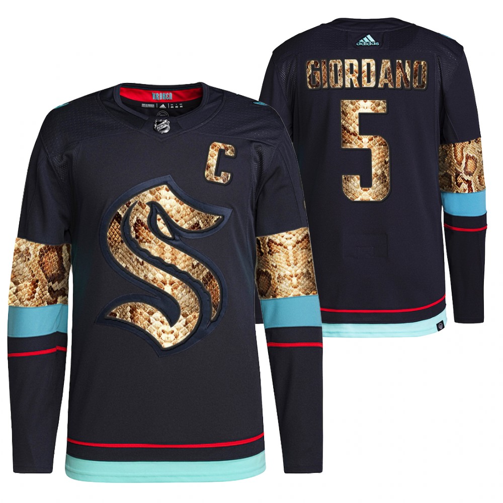2021-22 Seattle Kraken Mark Giordano Navy Python Skin Exclusive Edition Jersey
