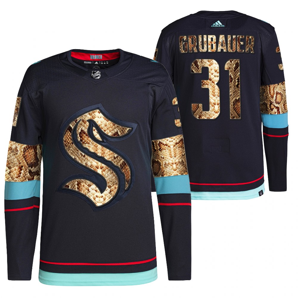 2021-22 Seattle Kraken Philipp Grubauer Navy Python Skin Exclusive Edition Jersey