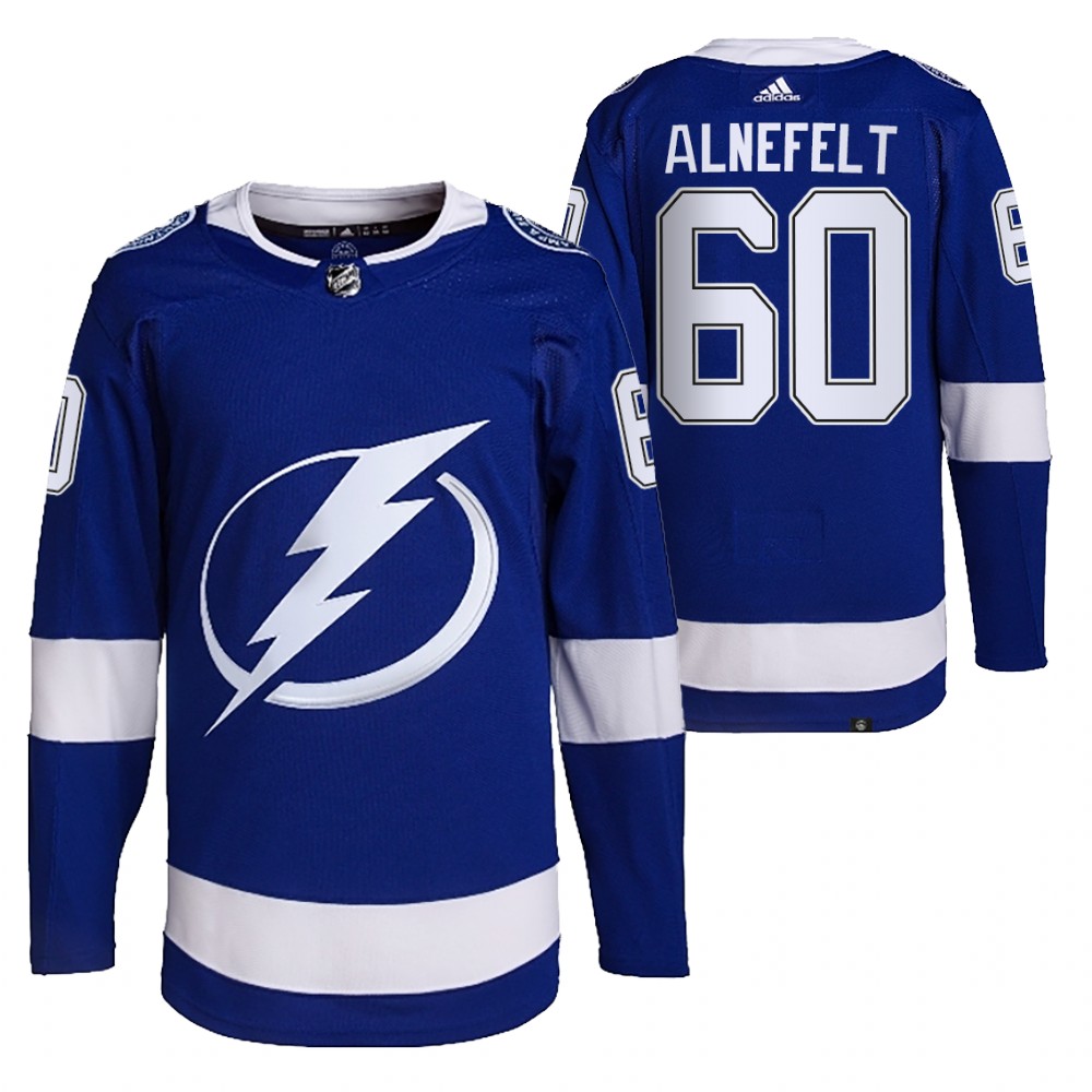 2021-22 Tampa Bay Lightning Hugo Alnefelt Blue Home Authentic Primegreen Jersey