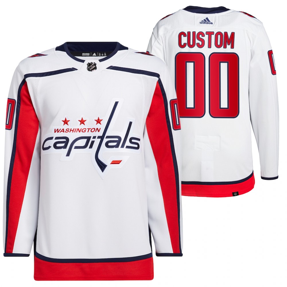 2021-22 Washington Capitals Custom White Primegreen Authentic Pro Away Jersey