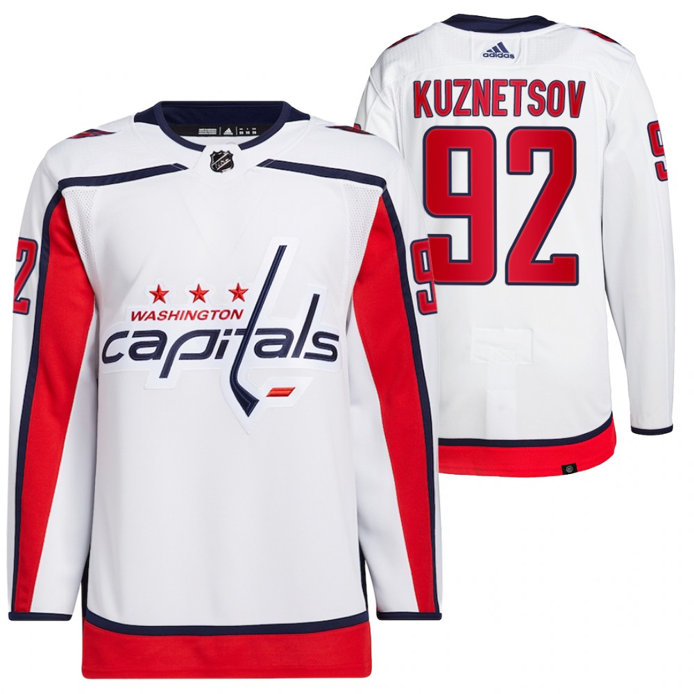 2021-22 Washington Capitals Evgeny Kuznetsov White Primegreen Authentic Pro Away Jersey