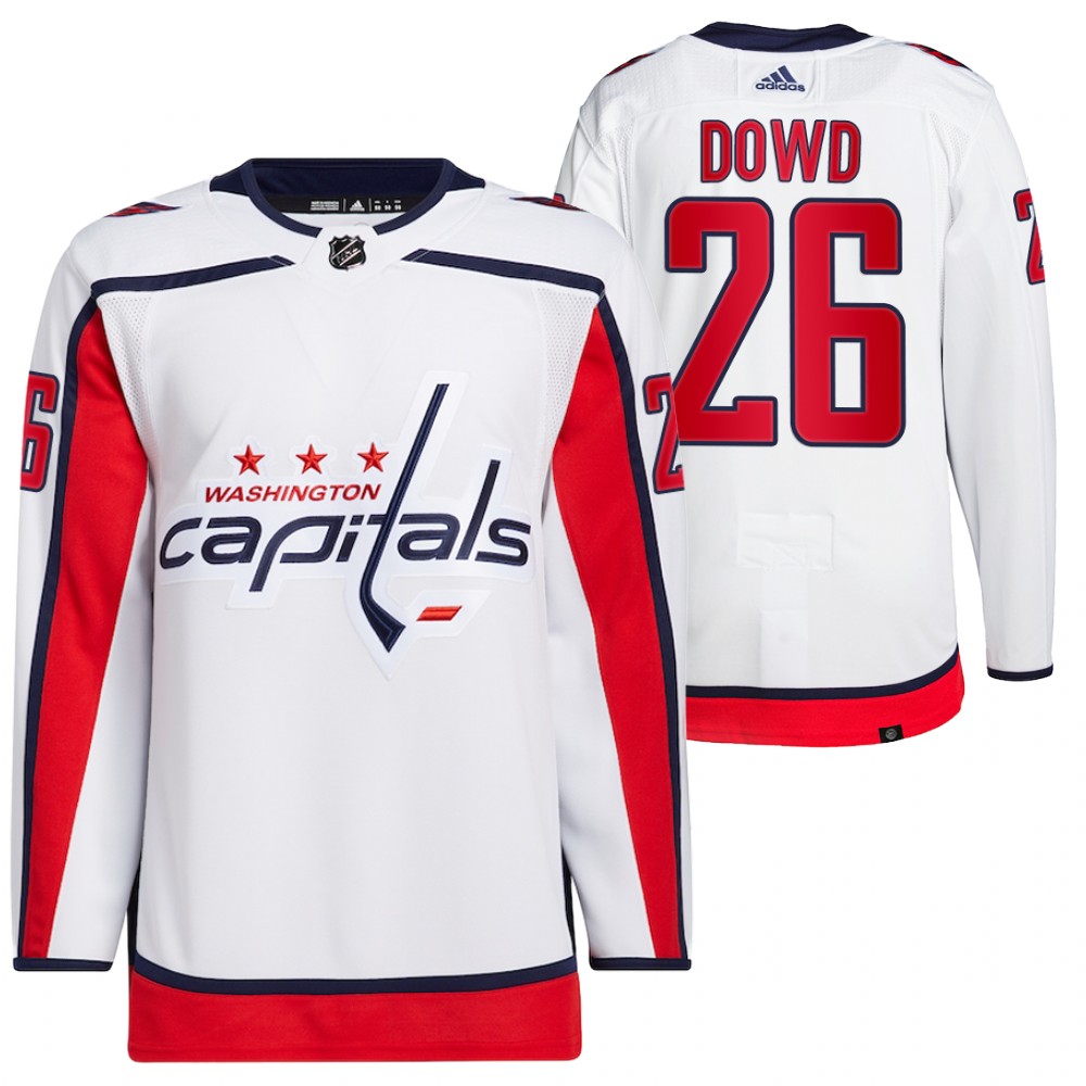2021-22 Washington Capitals Nic Dowd White Primegreen Authentic Pro Away Jersey