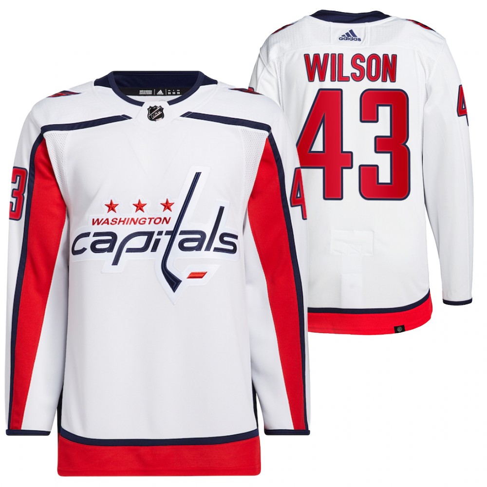 2021-22 Washington Capitals Tom Wilson White Primegreen Authentic Pro Away Jersey