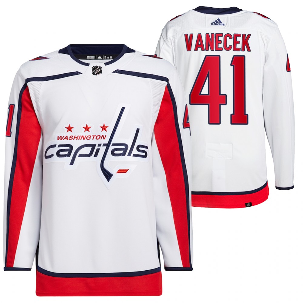 2021-22 Washington Capitals Vitek Vanecek White Primegreen Authentic Pro Away Jersey