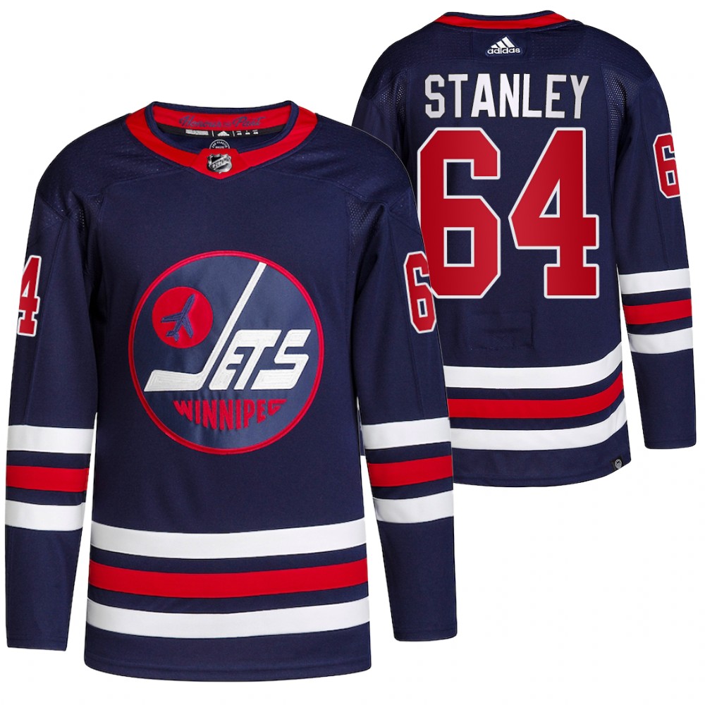 2021-22 Winnipeg Jets Logan Stanley Navy Alternate Primegreen Authentic Pro Jersey