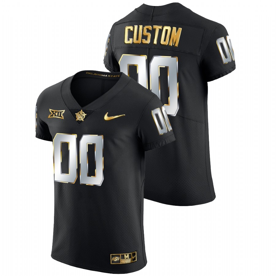 2021 22 oklahoma state cowboys custom black golden edition elite football jersey