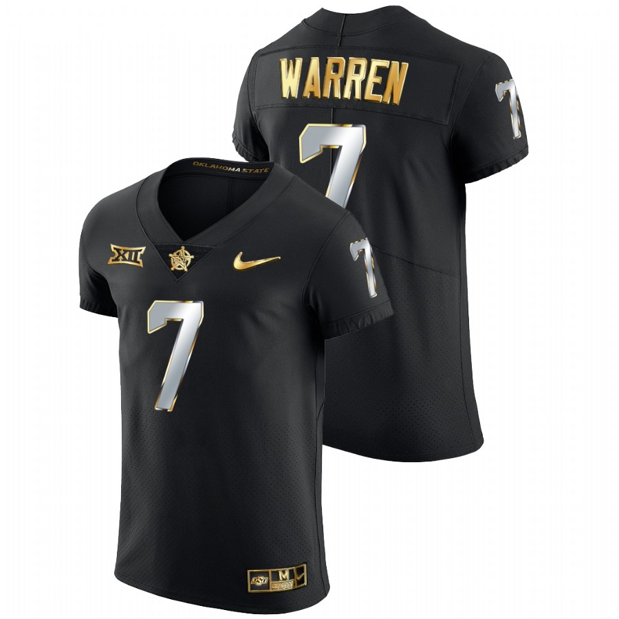 2021 22 oklahoma state cowboys jaylen warren black golden edition elite football jersey