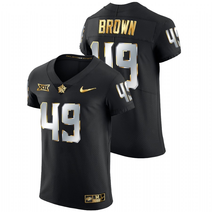 2021 22 oklahoma state cowboys tanner brown black golden edition elite football jersey