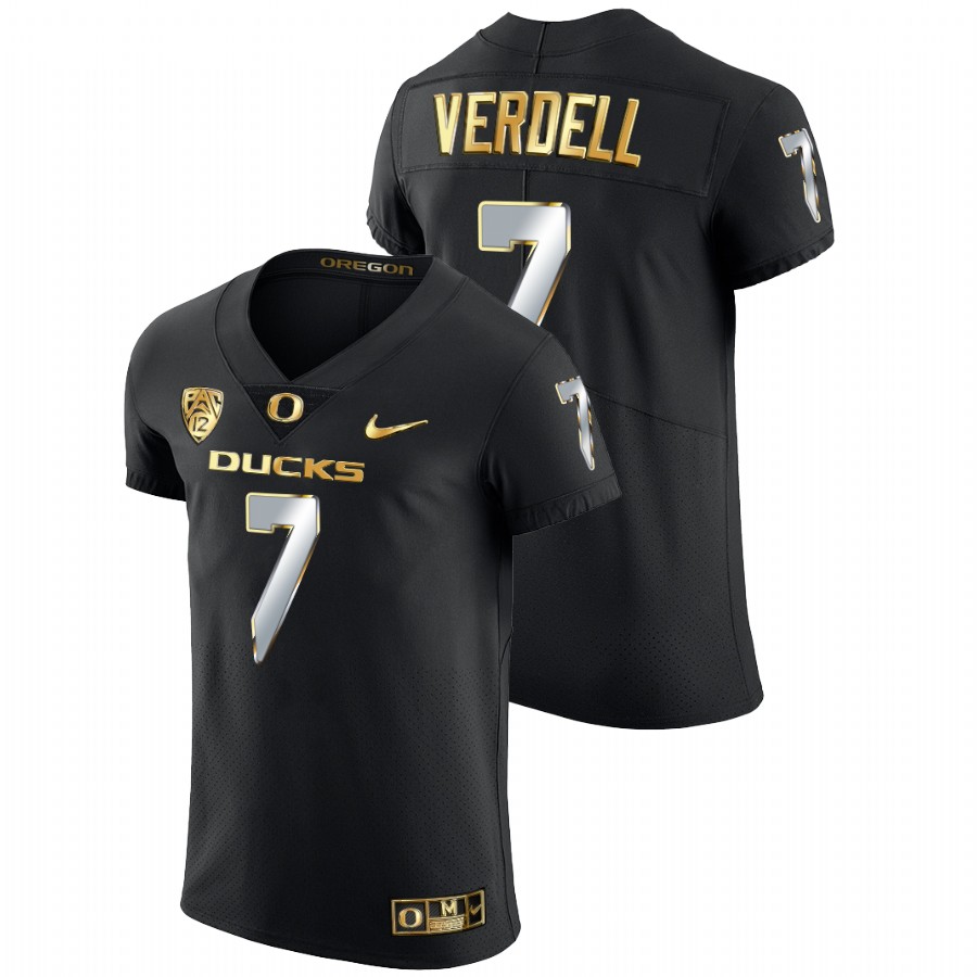 2021 22 oregon ducks cj verdell black champions golden edition elite football jersey