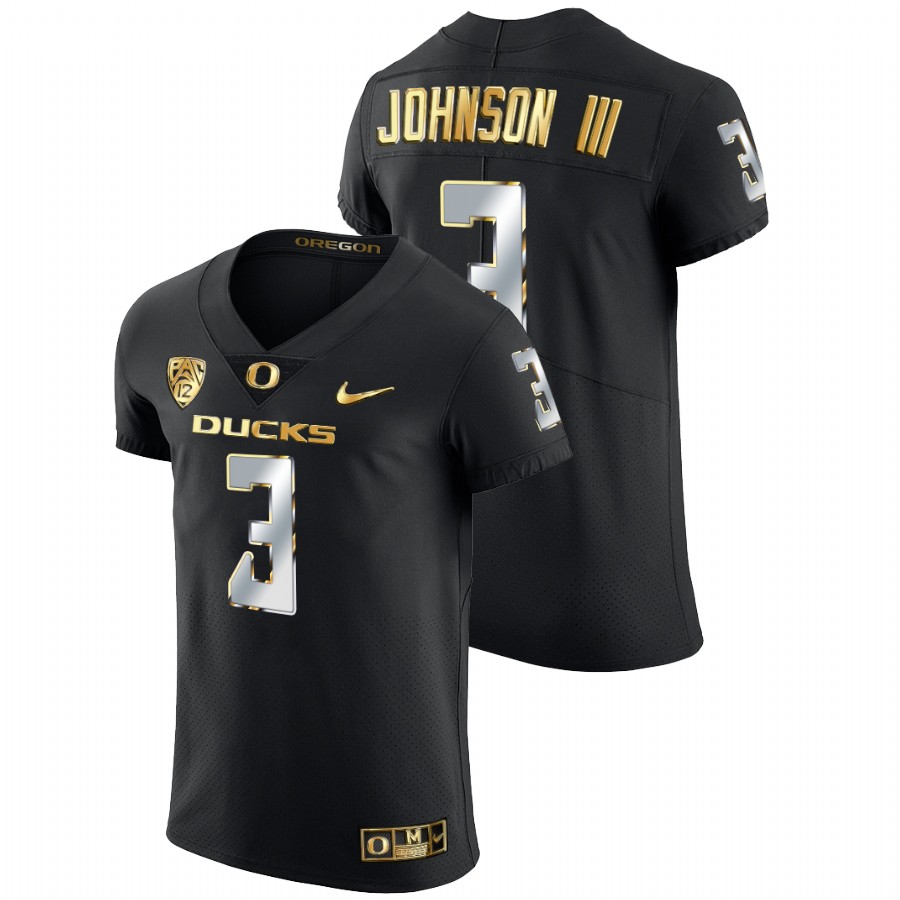 2021 22 oregon ducks johnny johnson iii black champions golden edition elite football jersey