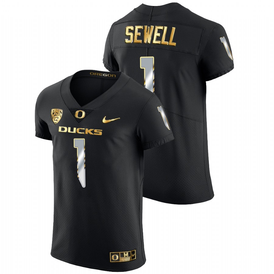 2021 22 oregon ducks noah sewell black champions golden edition elite football jersey