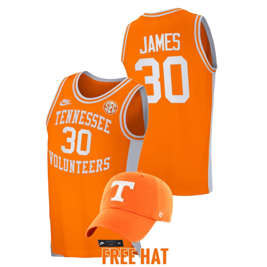 2021 22 tennessee volunteers josiah jordan james orange retro basketball free hat jersey