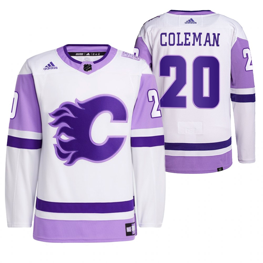 2021 HockeyFightsCancer Calgary Flames Blake Coleman White Jersey Primegreen