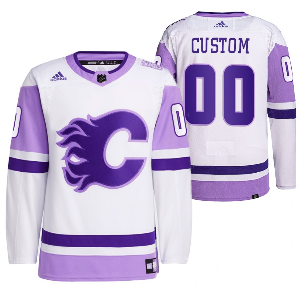 2021 HockeyFightsCancer Calgary Flames Custom White Jersey Primegreen