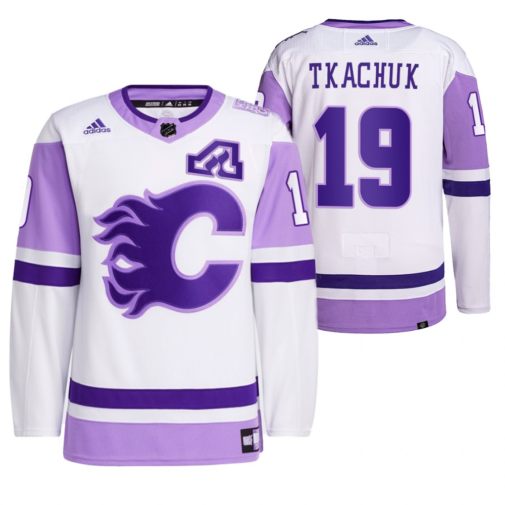 2021 HockeyFightsCancer Calgary Flames Matthew Tkachuk White Jersey Primegreen