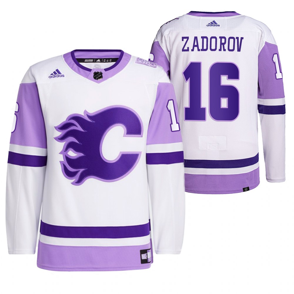 2021 HockeyFightsCancer Calgary Flames Nikita Zadorov White Jersey Primegreen