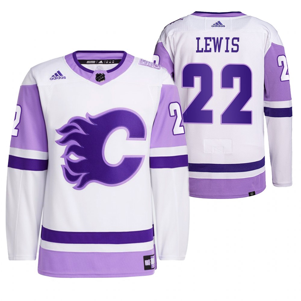 2021 HockeyFightsCancer Calgary Flames Trevor Lewis White Jersey Primegreen