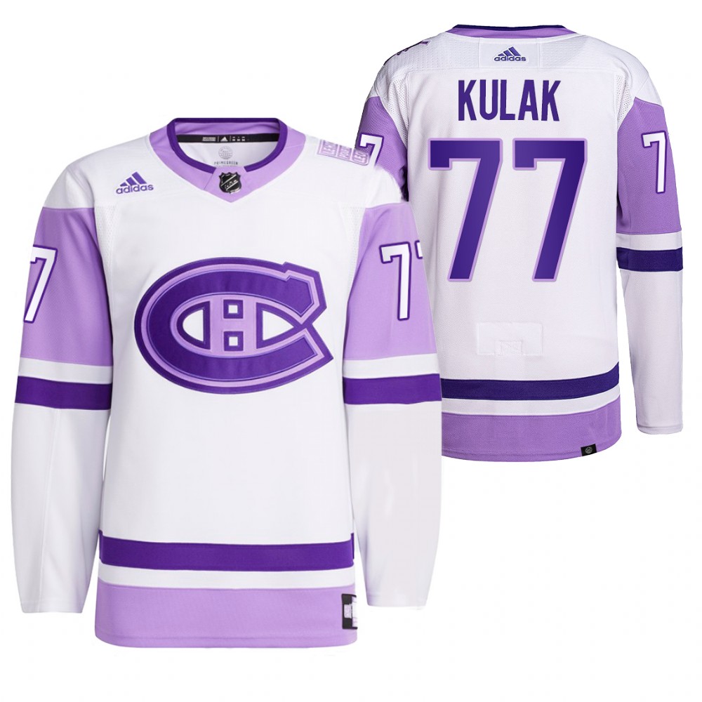 2021 HockeyFightsCancer Montreal Canadiens Brett Kulak White Jersey Primegreen