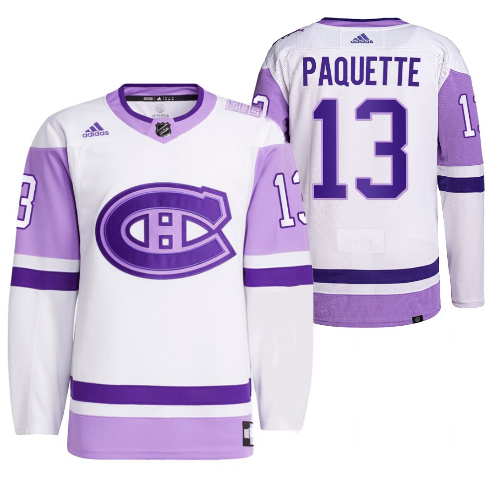 2021 HockeyFightsCancer Montreal Canadiens Cedric Paquette White Jersey Primegreen