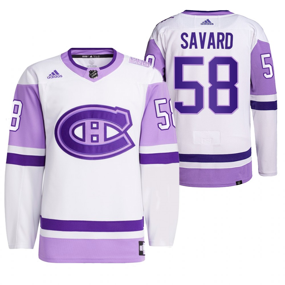 2021 HockeyFightsCancer Montreal Canadiens David Savard White Jersey Primegreen